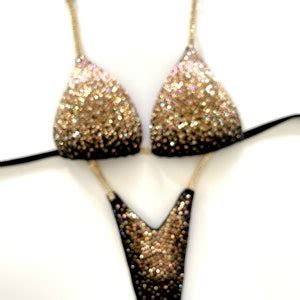 Gold Bikini Competition Ifbb Npc Bikini Wbff Bodybuilding Suit Competition Bikini Etsy
