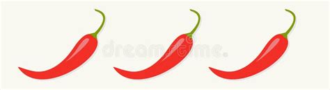 Hot Red Chili Jalapeno Pepper Icon Set Line Isolated White Background