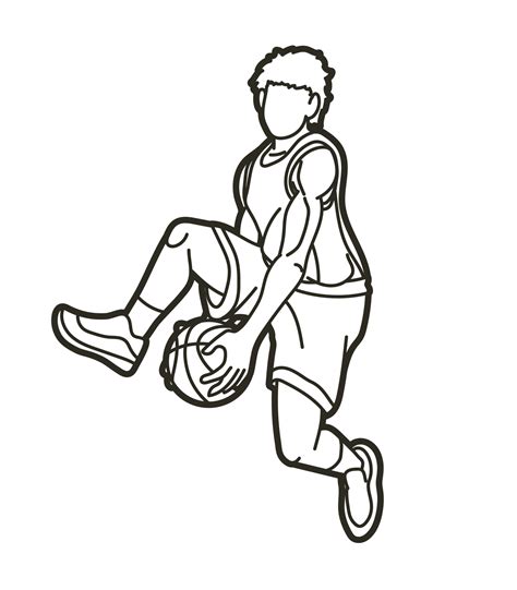 Outline Basketball Player Action 6572138 Vector Art At Vecteezy