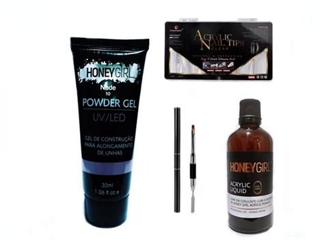Kit Polygel Nude Monomer Tips Molde F Pincel Polygel Honey Girl Unhas E Acess Rios
