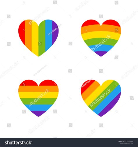 Pride Lgbt Heart Icon Set Lesbian Stock Vector Royalty Free