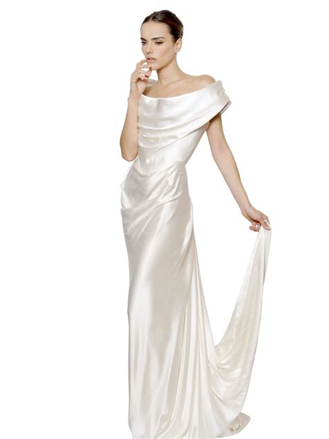 Lyst Vivienne Westwood Draped Heavy Silk Satin Long Dress In White