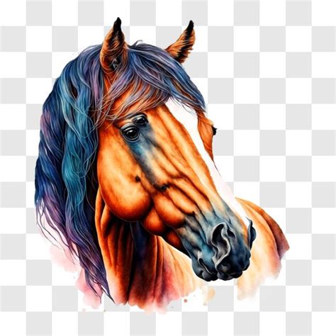 Download Colorful Painted Horse Head Illustration Png Online Creative