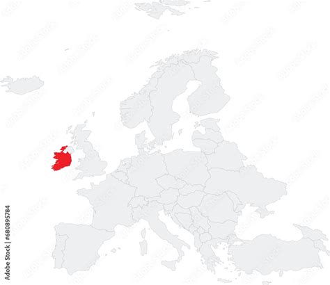 Red Cmyk National Map Of Ireland Inside Gray Blank Political Map Of