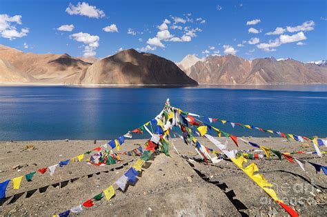 Buddhist prayer flags flying at Pangong Lake Ladakh India Photograph by ...