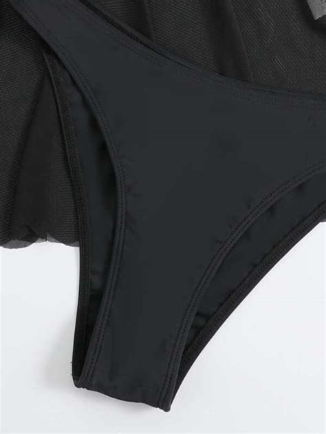 Frill Trim Bikini Swimsuit With Beach Skirt SHEIN USA