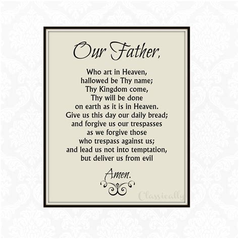 father prayer printable catholic print lords