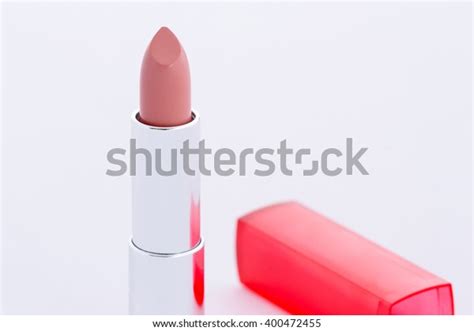 Nude Color Lipstick On White Background Stock Photo