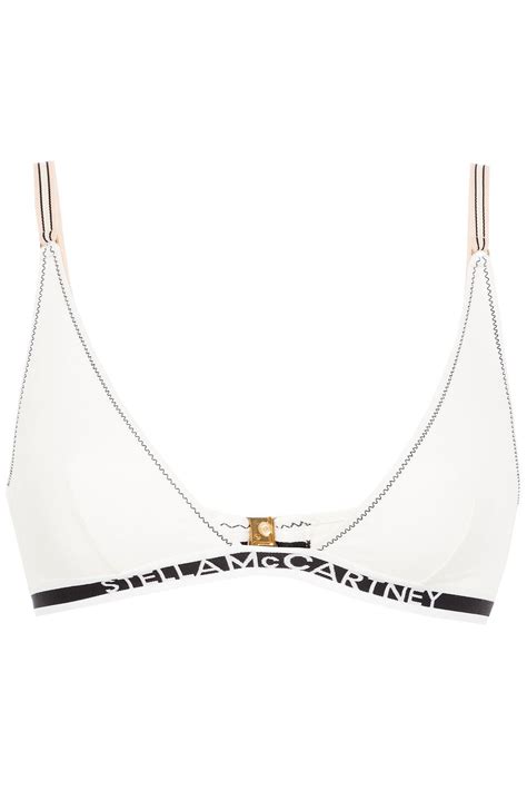 Buy Stella Mccartney Jacquard Trimmed Triangle Bikini Top Ecru At Off Editorialist
