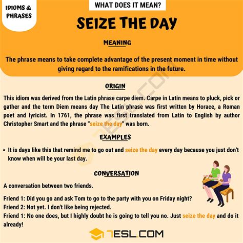"Seize the Day" Meaning, Origin and Examples • 7ESL