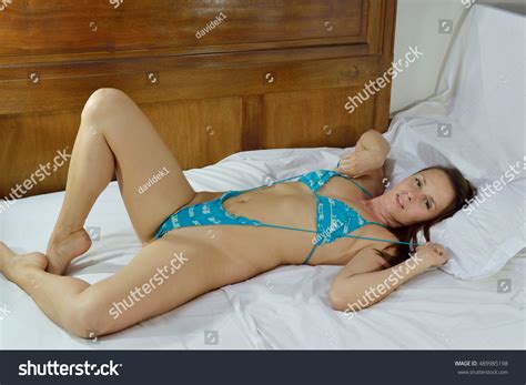 Model Posing Blue Bikini Stock Photo Shutterstock