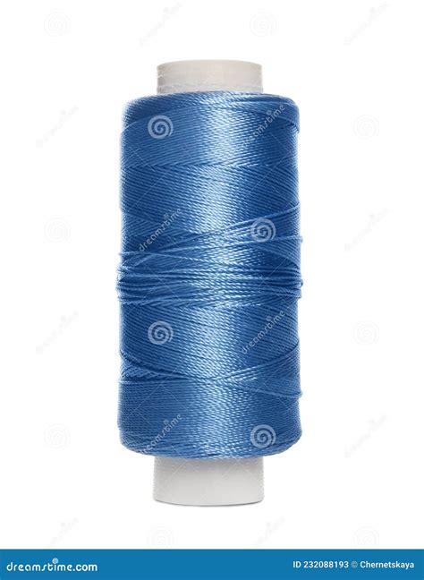 Spool Of Light Blue Sewing Thread Isolated On White Stock Image Image