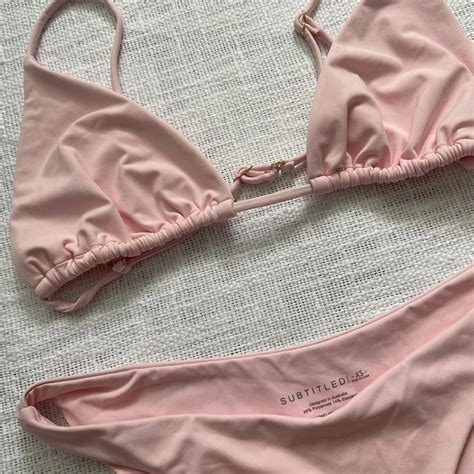 Subtitled Light Pink Bikini Bottoms XS Top M Worn Depop