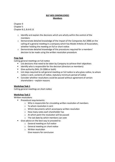 WS 5 Members Notes BLP WS5 KNOWLEDGE Members Chapter 4 Chapter 5