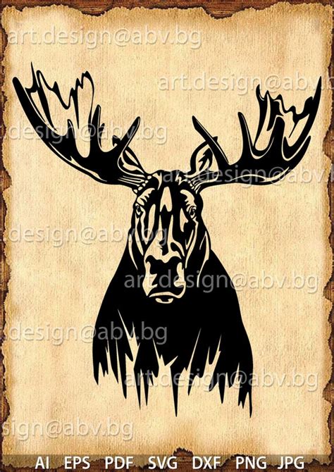 Vector Moose Head Ai Eps Pdf Svg Dxf Png  Download Etsy