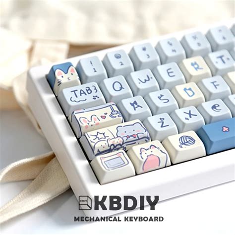 KBDiy 148 Keys Set PBT DYE SUB Blue Meow Keycaps MDA Profile For