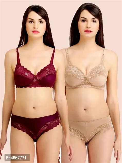Women Cotton Bra Panty Set For Lingerie Set Pack Of 2 32 At Rs 599 Piece Thermometer