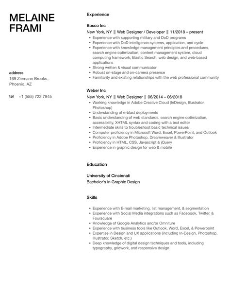 Web Designer Resume Samples | Velvet Jobs