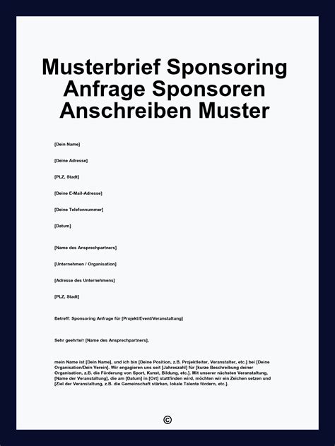 Musterbrief Sponsoring Anfrage Sponsoren Anschreiben Muster