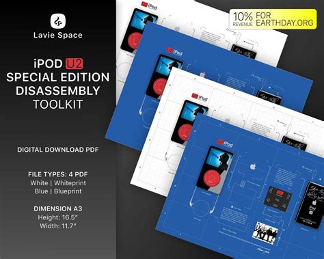 Disassembly Ipod U2, Ipod Original Teardown Templates, Ipod 5th Gen