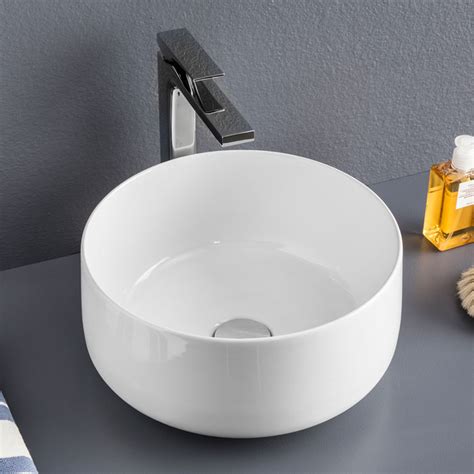 Lavabo Appoggio Tondo Serie Cognac 35 Cm In Ceramica