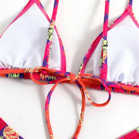 Floral Micro Bikini Set For Women Thong Thong Bathing Suit