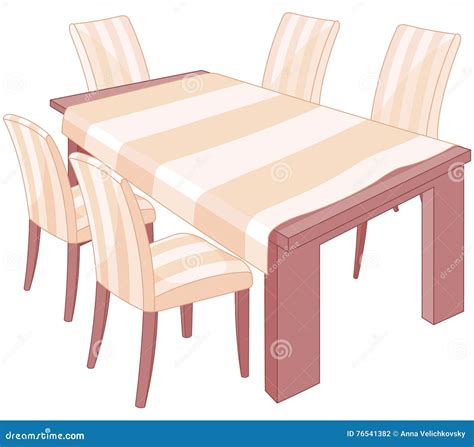 Dining Table stock vector. Illustration of chair, empty - 76541382