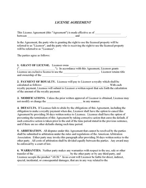 Simple License Agreement Template