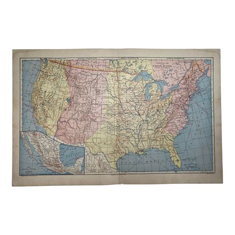 1883 Antique Commercial United States Routes Map | Chairish