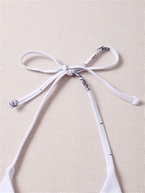 Top Bikini Tri Ngulo Con Estampado De Drag N Chino Blanco Y Negro Yaxa Guatemala