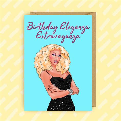 Rupaul Birthday Card Eleganza Lgbtq Drag Queen Drag Race Gay Queer Cards Etsy