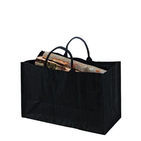 Sac à bûches jute noir Natureo DIXNEUF | Leroy Merlin