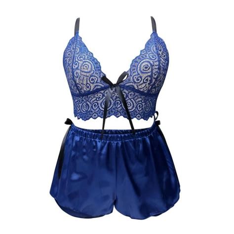 Plus La Taille Sexy Femmes Lingerie Dentelle Sexy Lingerie Pyjama Ensemble Marine Cdiscount