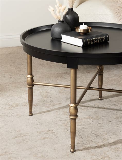 Kate And Laurel Valdi Modern Round Coffee Table 26 X 26 X 19 White And Antique Gold Glam