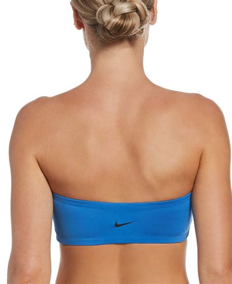 Nike Womens Blue Logo Bandeau Bikini Top Couturepoint