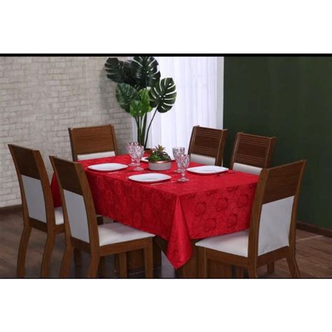 Toalha De Mesa Jacquard Jacard Luxo Retangular Para 6 Lugares 2 00 X1