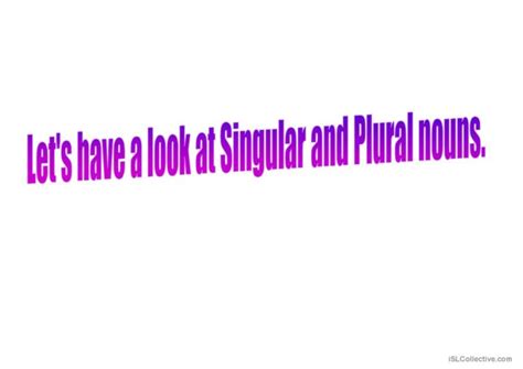 Singular And Plural Nouns General Gr English Esl Powerpoints