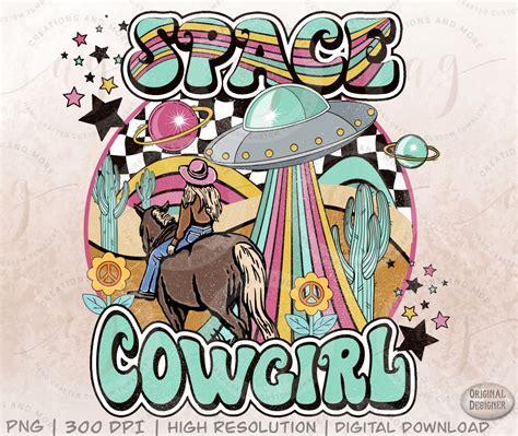 Western Retro Space Cowgirl Western Retro Png Designs - Etsy | Cowgirl