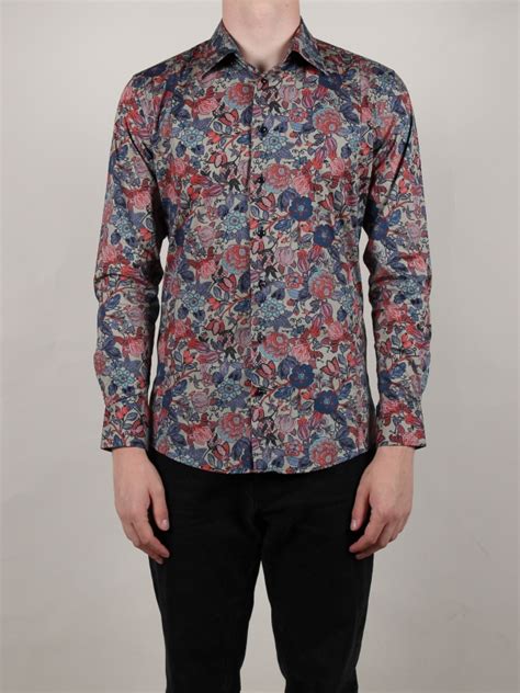 Mens Slim Fit Shirt With Flowers Print