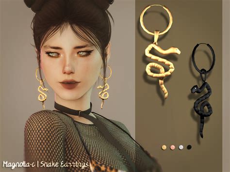 The Sims Resource Magnolia C Snake Earrings