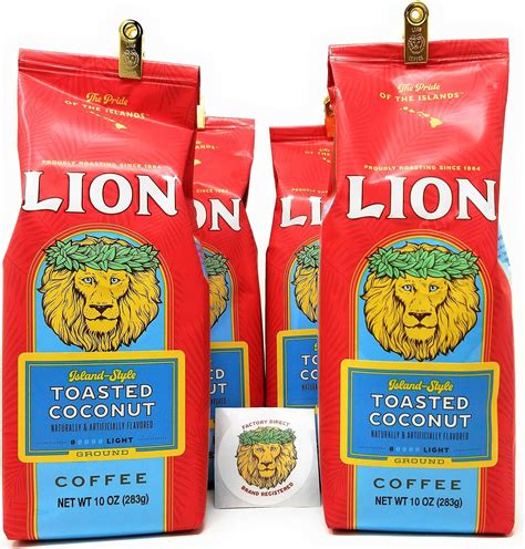 Amazon.com: Lion Coffee Toasted Coconut Flavored, Light Roast Whole