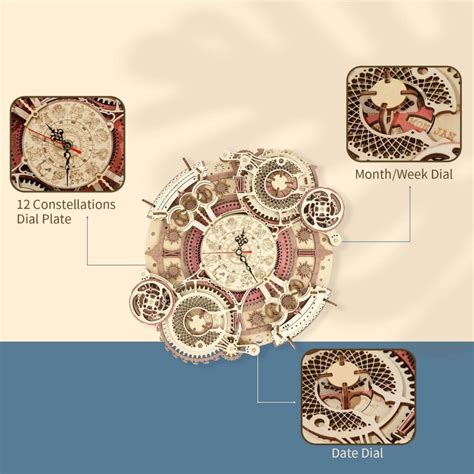 Zodiac Wall Clock Wooden D Puzzle Diy Model By Rokr Puzzle Score