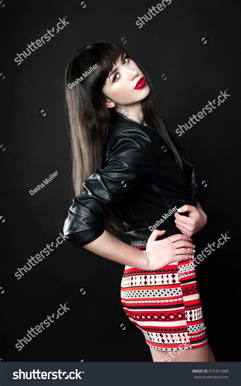 Beautiful Sexy Happy Woman Brunette Red Stock Photo 373301968 Shutterstock