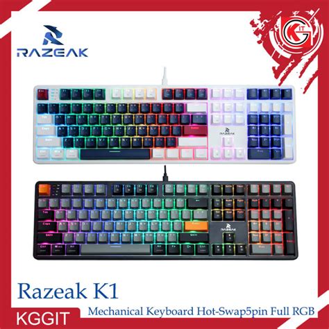 Razeak K1 Mechanical Keyboard บลสวตซ เรดสวตซ Hot Swap5pin ถอดสวตซได RGB มสาย Lazada co th
