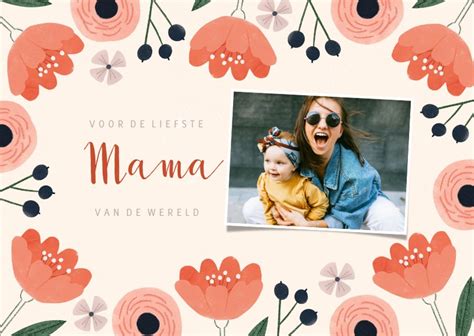 Moederdagkaart Roze Bloemen Liefste Mama En Kaartje Go