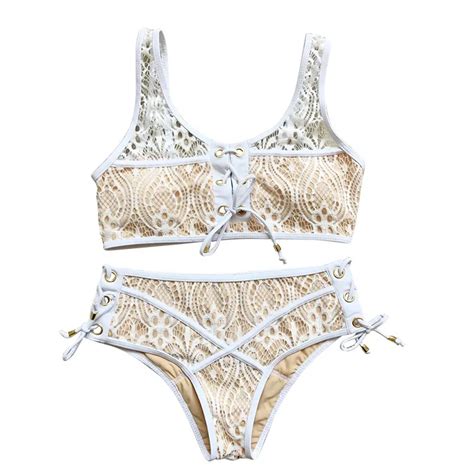 señoras Sexy Lace Bikini conjunto de dos piezas Swimmingwear playa brasileño Bathingsuit