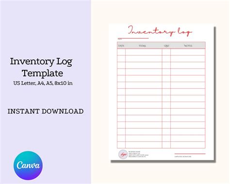 printable inventory tracking sheet inventory log product inventory list