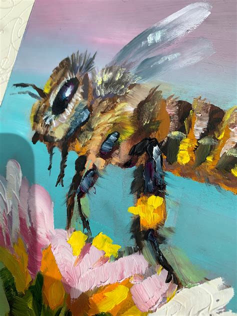 Bee Painting Original Oil Art 6 By 8 15 20 Cm Wall Art By Etsy