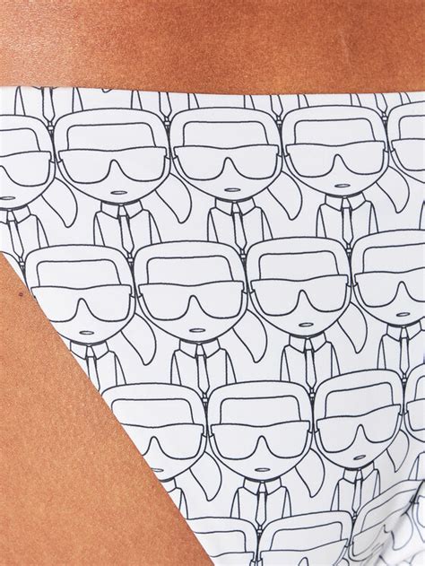 KARL LAGERFELD Dół od bikini Ikonic All Over KL WBT Biały Modivo pl