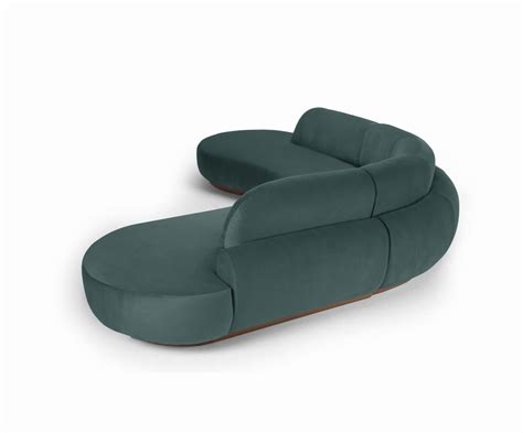 Naked Curved Sectional Sofa Piece With Beech Ash And Teal For Sale At Stdibs